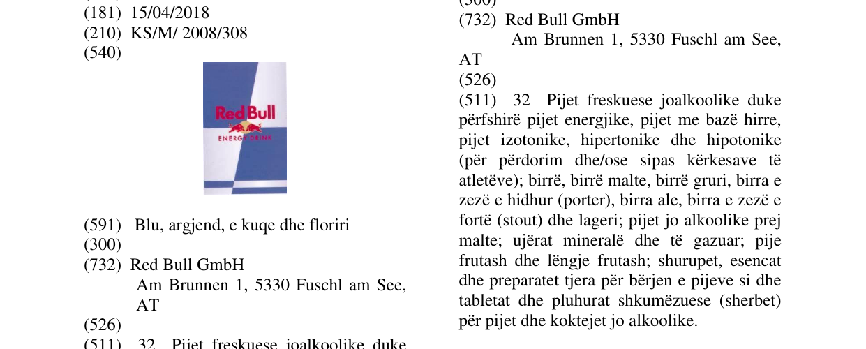 Zëri i markës RED BULL në buletin