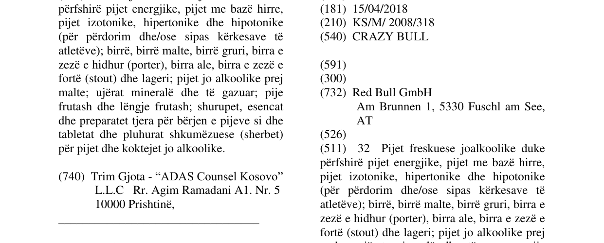 Zëri i markës CRAZY BULL në buletin