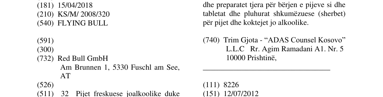 Zëri i markës FLYING BULL në buletin