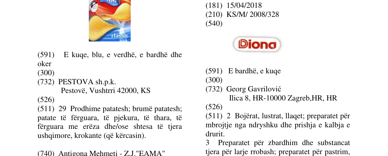Zëri i markës DIONA në buletin