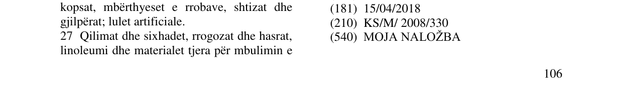 Zëri i markës MOJA NALOŢBA në buletin