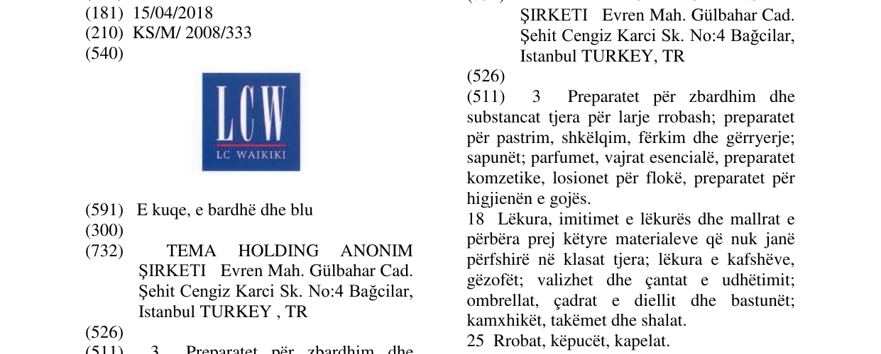 Zëri i markës LCW LC WAIKIKI në buletin