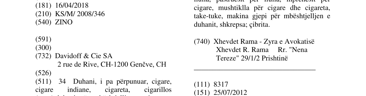 Zëri i markës ZINO në buletin