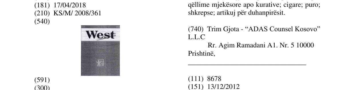 Zëri i markës WEST në buletin