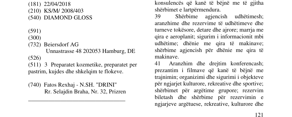 Zëri i markës DIAMOND GLOSS në buletin