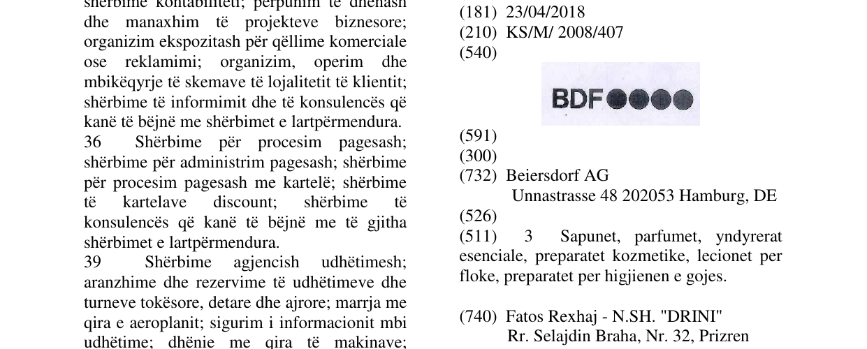 Zëri i markës BDF në buletin
