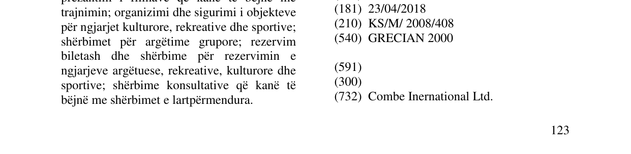 Zëri i markës GRECIAN 2000 në buletin