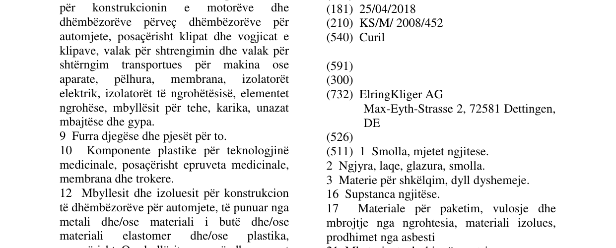 Zëri i markës Curil në buletin