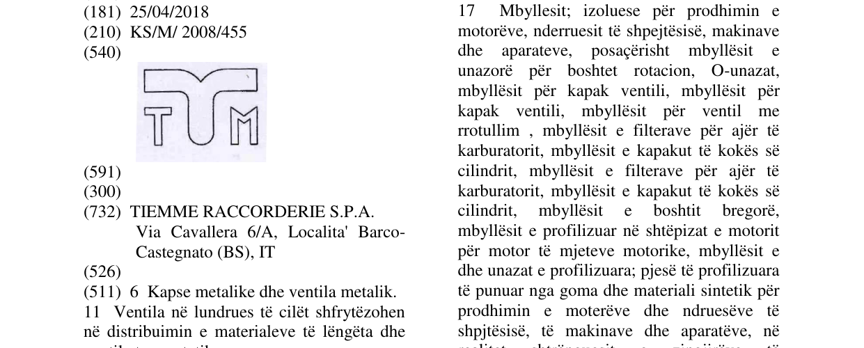 Zëri i markës TM STYLIZED në buletin