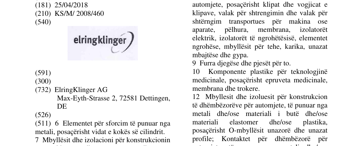 Zëri i markës ELRINGKLINGER në buletin