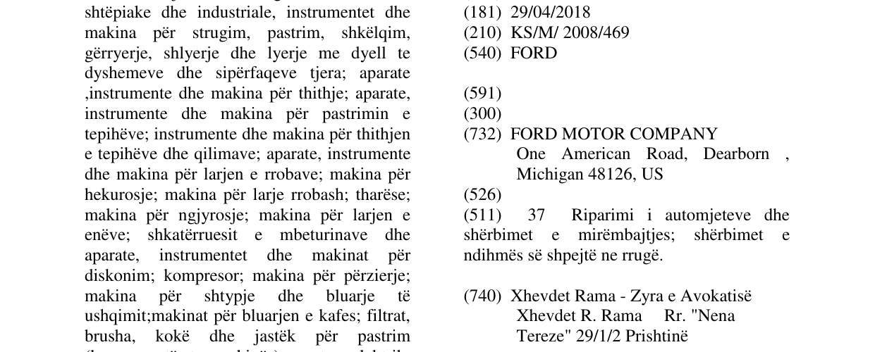 Zëri i markës FORD në buletin