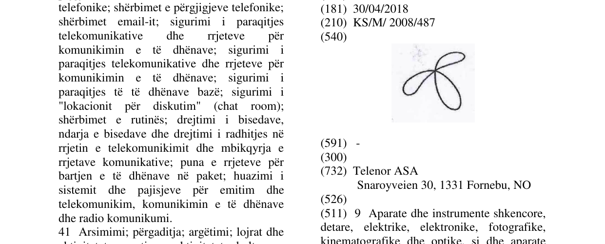 Zëri i markës DEVICE (OUTLINE) në buletin