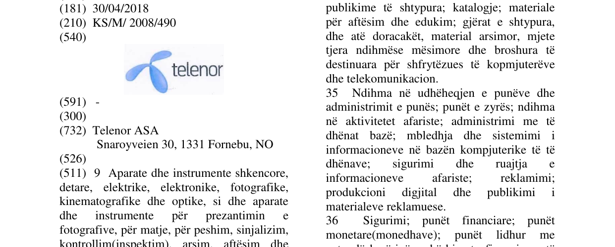 Zëri i markës TELENOR & DEVICE (BLUE) në buletin