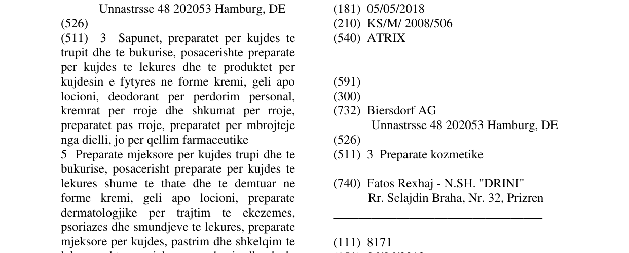 Zëri i markës ATRIX në buletin