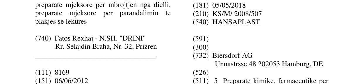 Zëri i markës HANSAPLAST në buletin