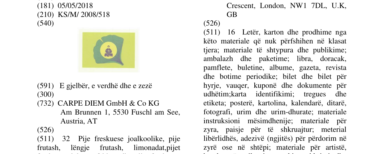 Zëri i markës Markë figurative në buletin