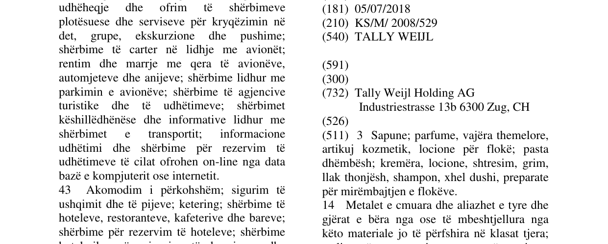 Zëri i markës TALLY WEIJL në buletin