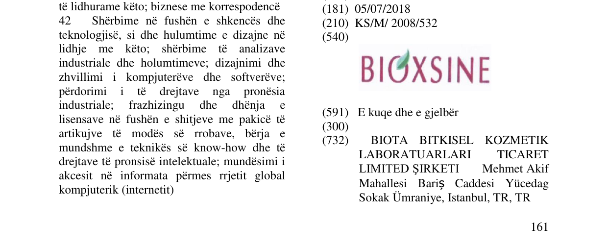 Zëri i markës BIOXSINE në buletin