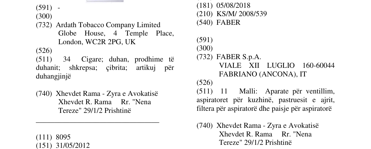 Zëri i markës FABER në buletin