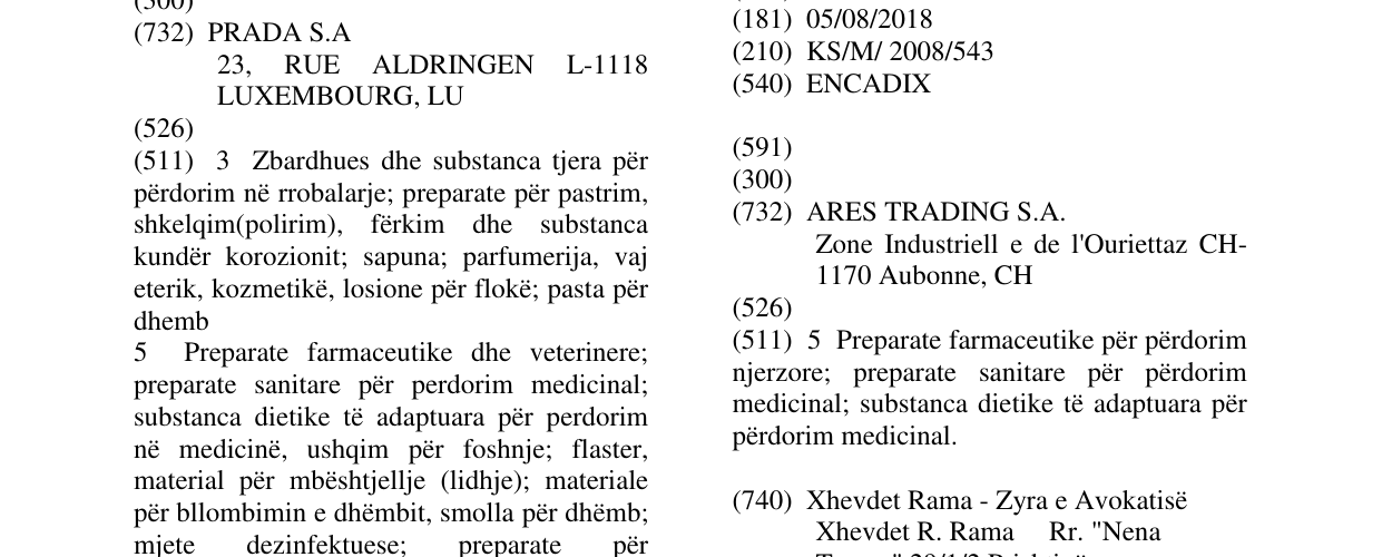Zëri i markës ENCADIX në buletin