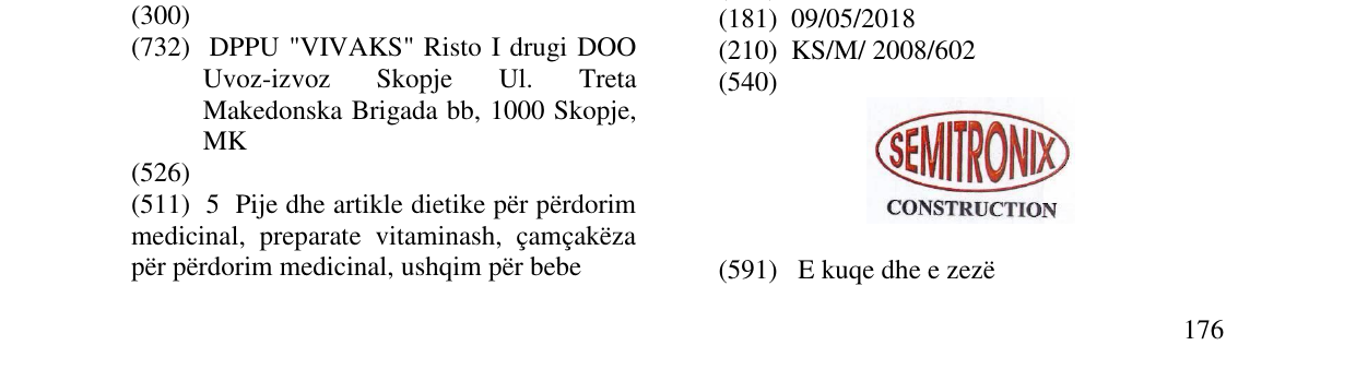 Zëri i markës SEMITONIX CONSTRUCTION në buletin