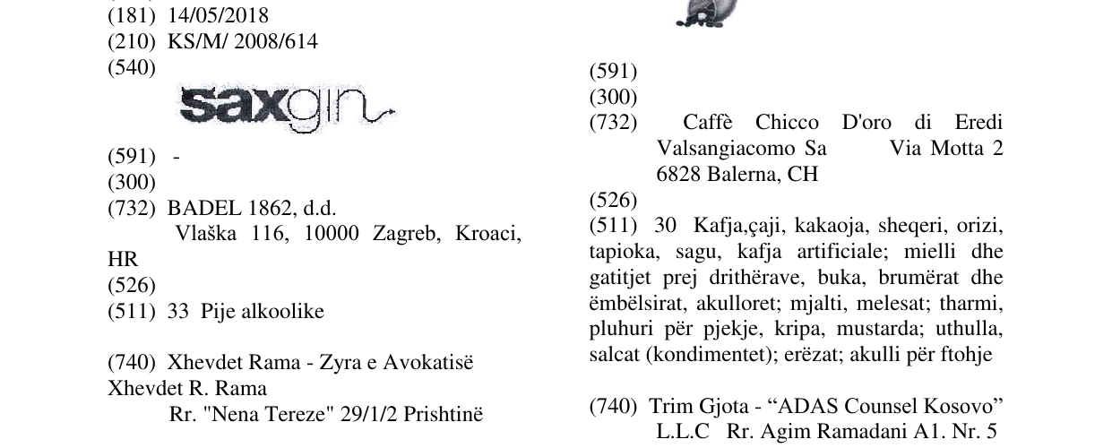 Zëri i markës SAXGIN në buletin