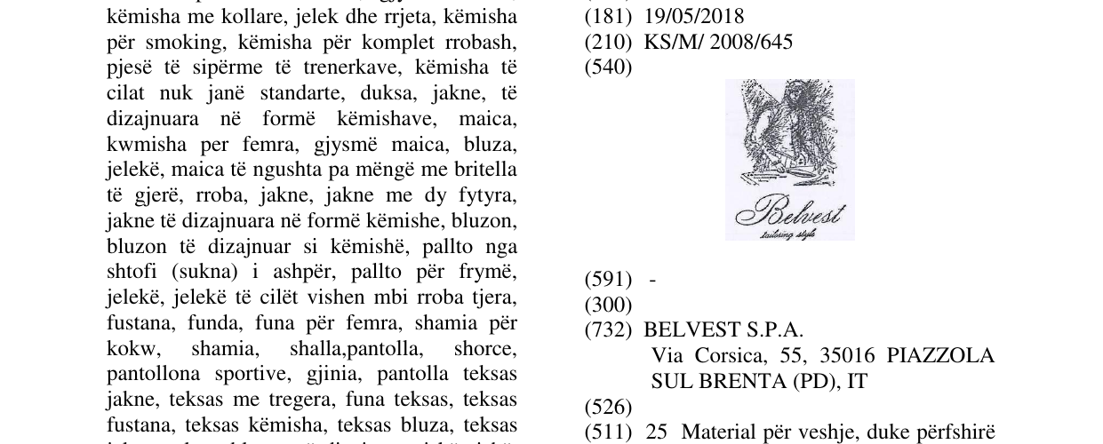 Zëri i markës Belvest në buletin