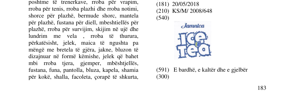 Zëri i markës Jamnica Ice Tea në buletin