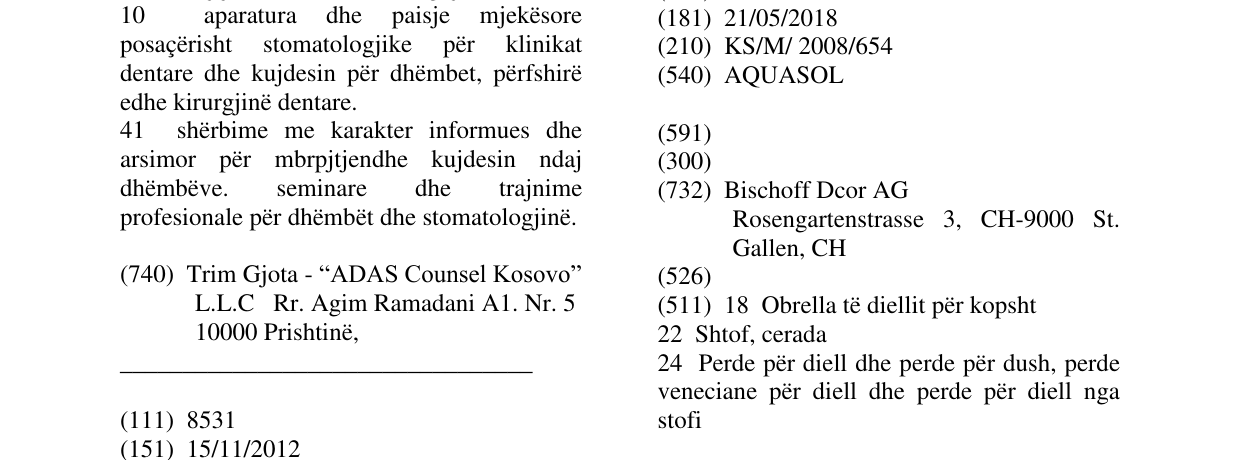 Zëri i markës AQUASOL në buletin