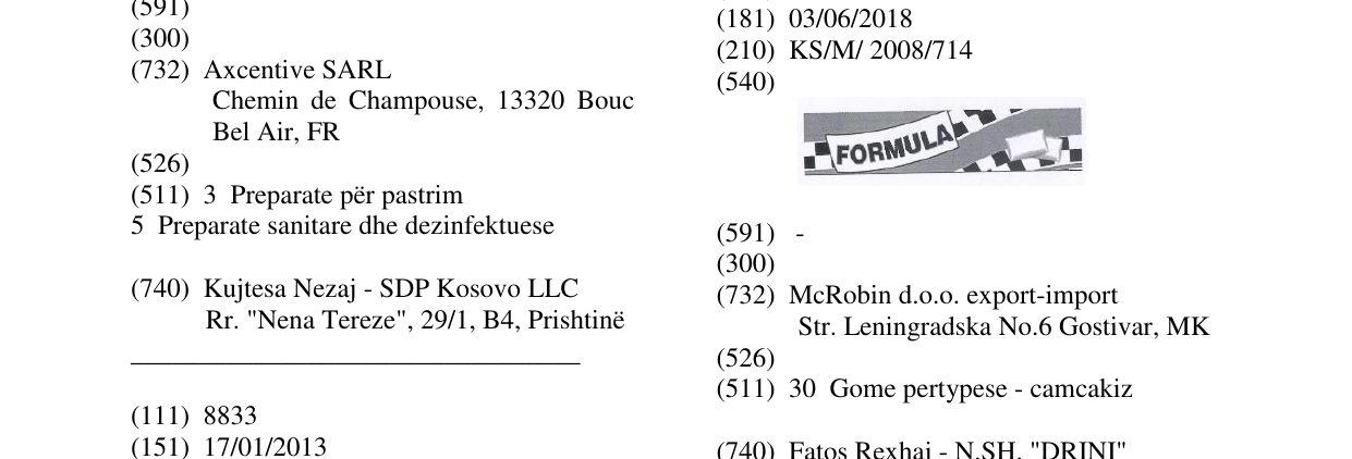 Zëri i markës FORMULA në buletin