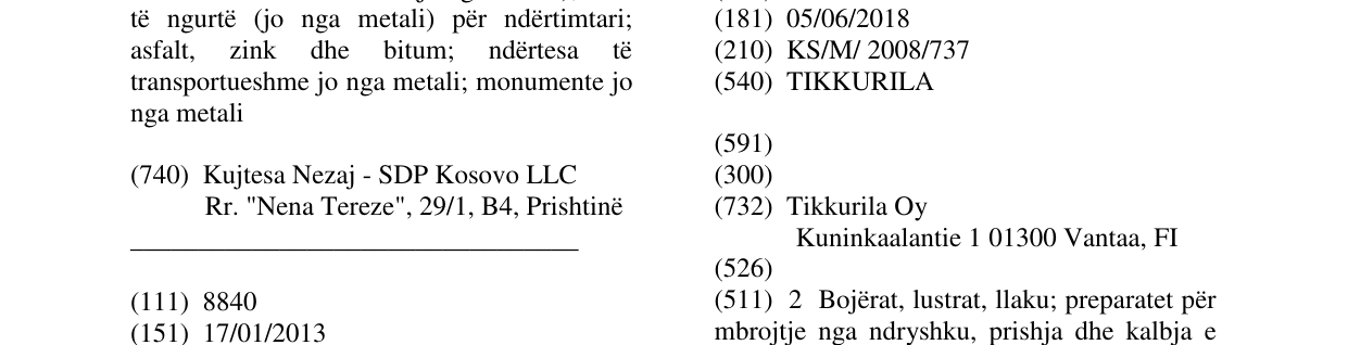 Zëri i markës TIKKURILA në buletin