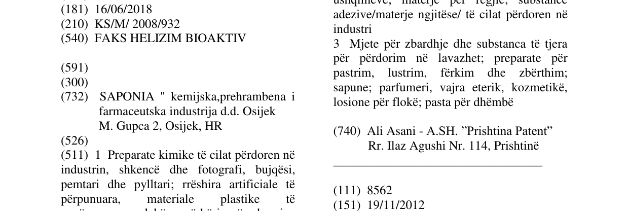 Zëri i markës FAKS HELIZIM BIOAKTIV në buletin