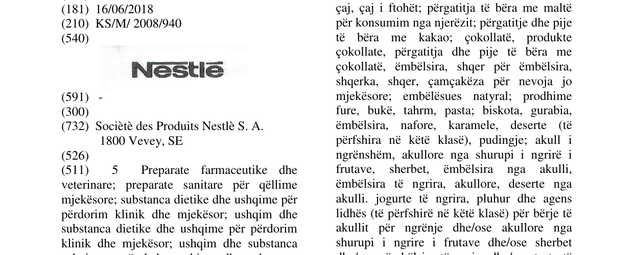 Zëri i markës NESTLE në buletin