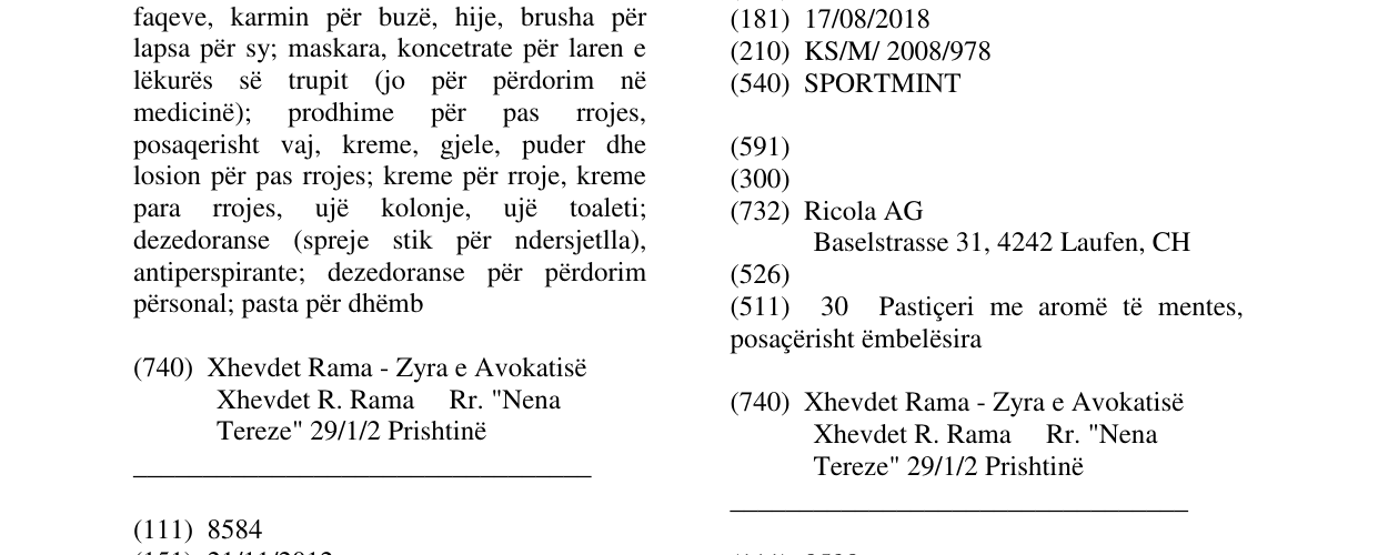 Zëri i markës SPORTMINT në buletin