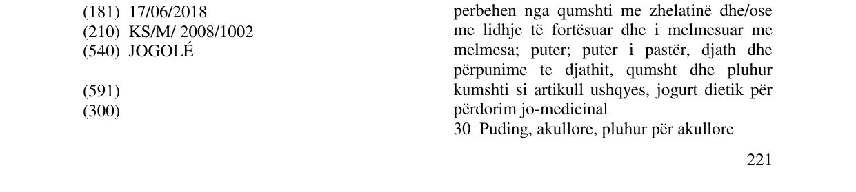Zëri i markës JOGOLÉ në buletin