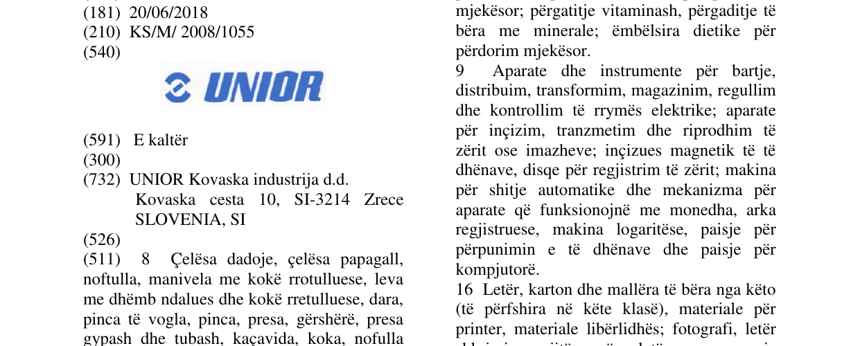 Zëri i markës UNIOR - FIGURATIVE në buletin