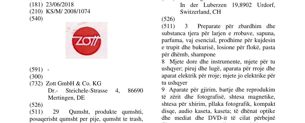 Zëri i markës ZOTT në buletin
