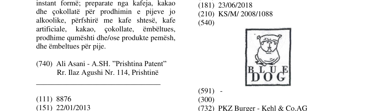 Zëri i markës BLUE DOG në buletin