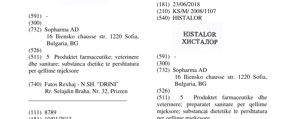 Zëri i markës HISTALOR në buletin