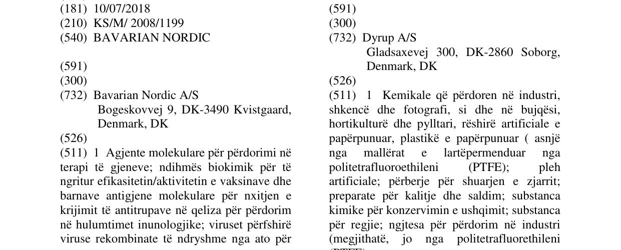 Zëri i markës BAVARIAN NORDIC në buletin