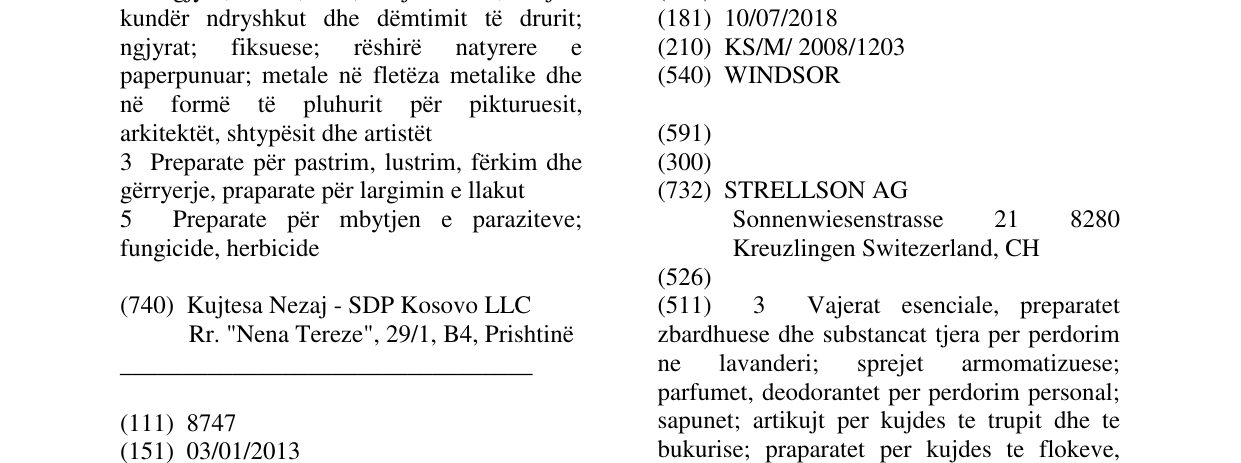 Zëri i markës WINDSOR në buletin