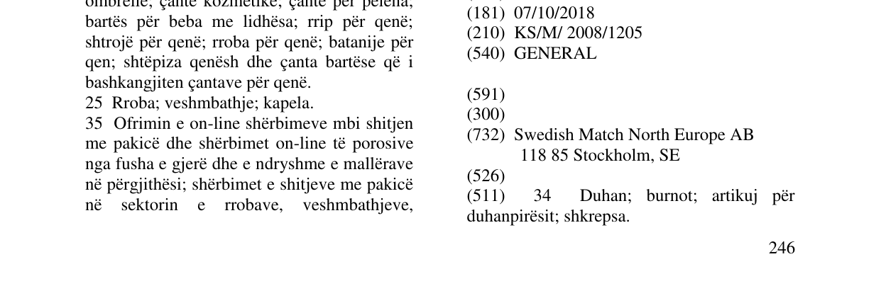 Zëri i markës GENERAL në buletin