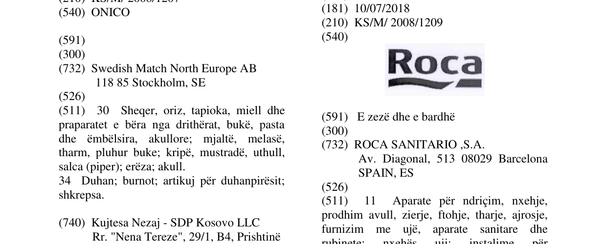 Zëri i markës ROCA në buletin