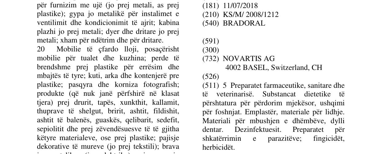 Zëri i markës BRADORAL në buletin