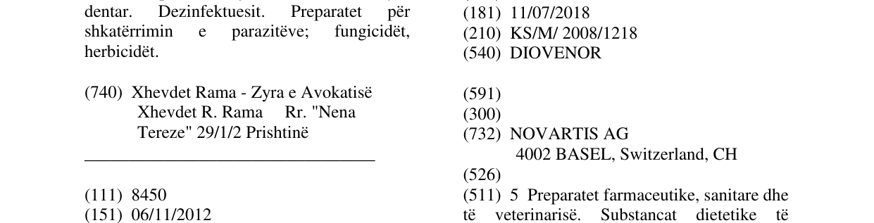 Zëri i markës DIOVENOR në buletin
