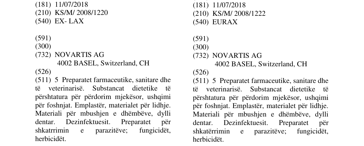 Zëri i markës EURAX në buletin