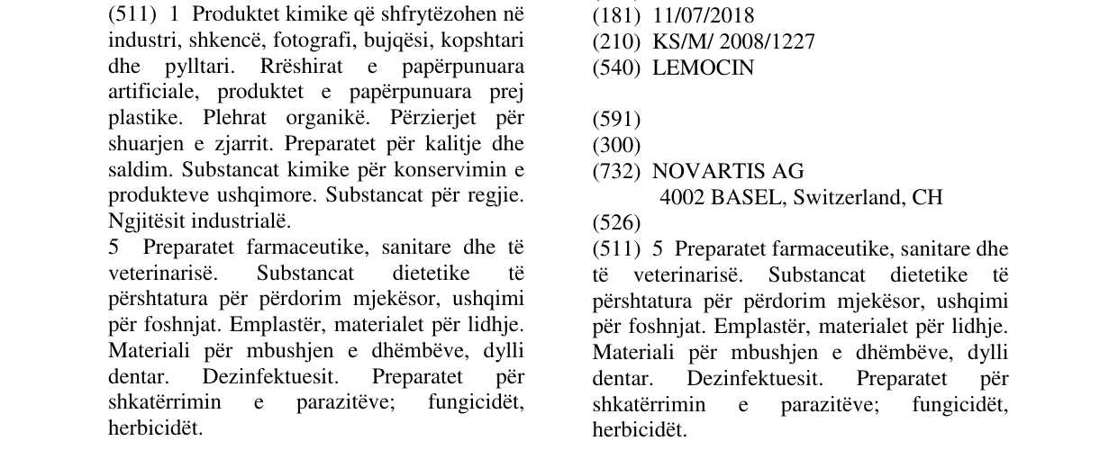 Zëri i markës LEMOCIN në buletin