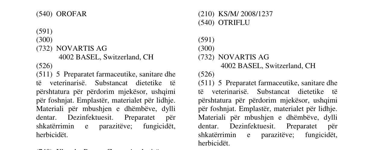 Zëri i markës OTRIFLU në buletin