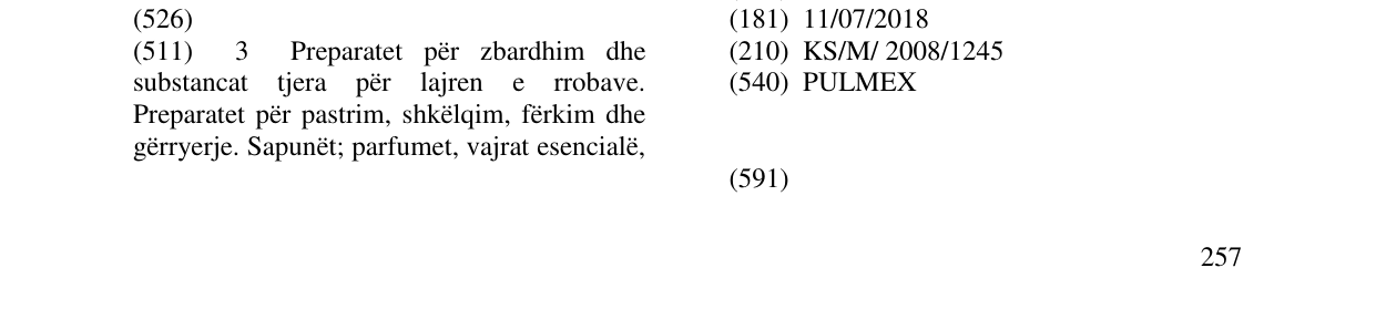 Zëri i markës PULMEX në buletin