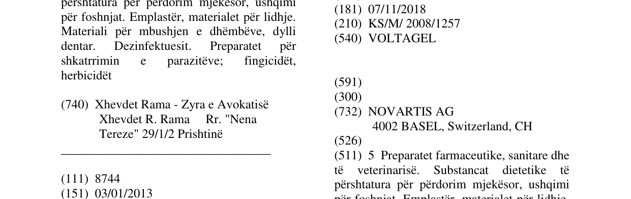 Zëri i markës VOLTAGEL në buletin